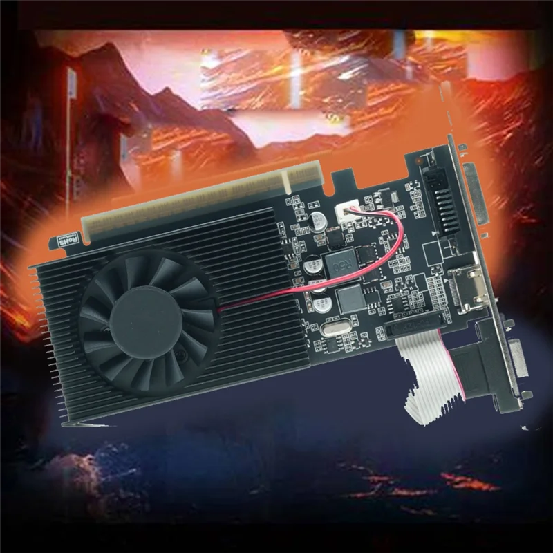 Tarjeta gráfica HFES GT730 de 4GB, tarjetas gráficas GT730 DDR3 de 128 bits GDDR3, Compatible con salida DVI y VGA