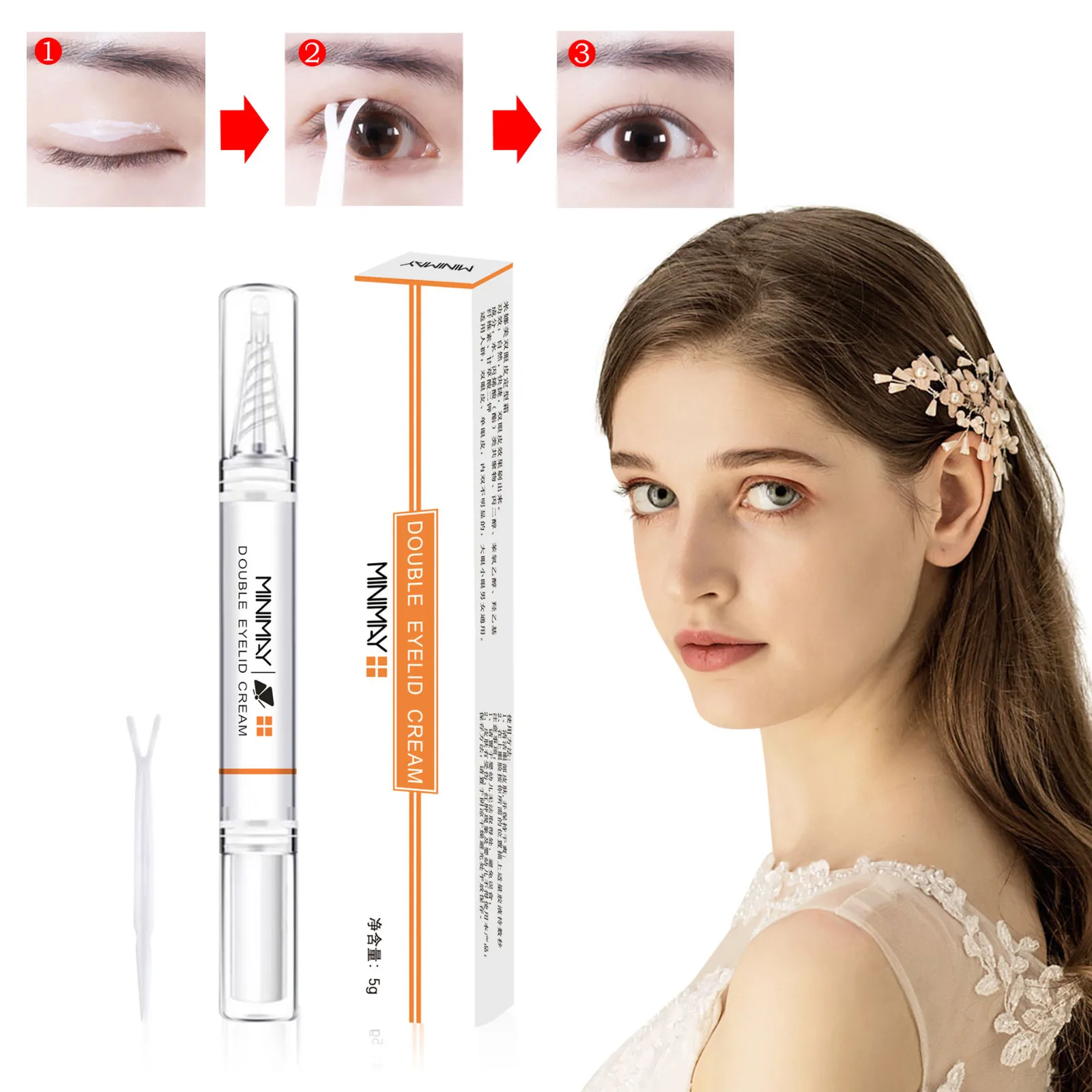 Neue langwirkende Doppel-Augenlid-Formpaste, wasserfester Doppel-Augenlid-Stift, Kleber, 3-Sekunden-Falten, natürlicher, doppelt gefalteter Augenlid-Stift