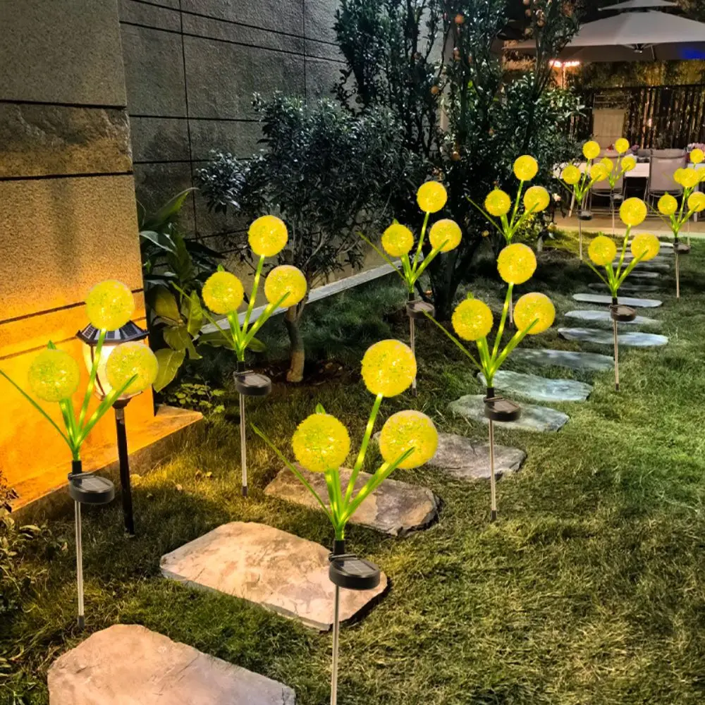 Solar-Powered Solar LED Garden Light Battery-Operated Waterproof Onion Head Light Colorful Heads Warm Heads