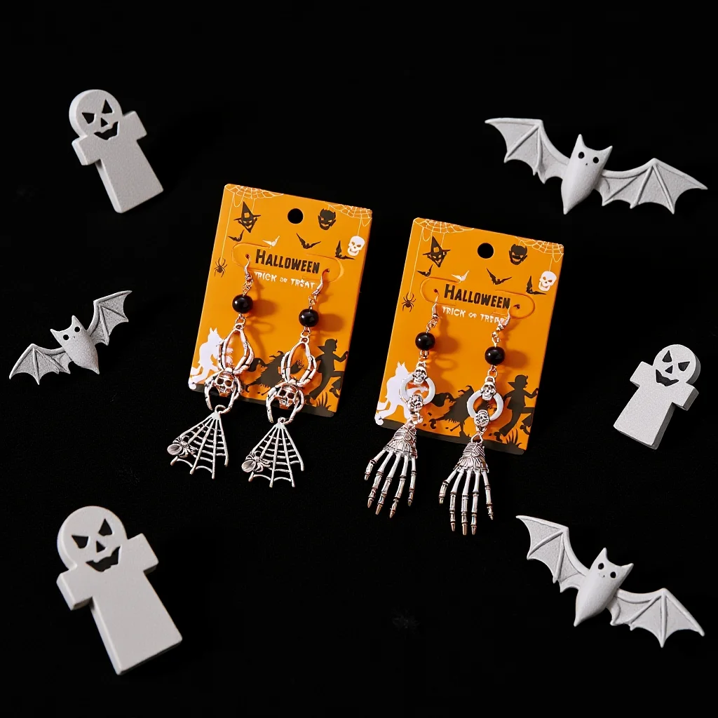 Vintage Gothic Earrings Alloy Spider Earrings Skull Earrings Unisex For Comic Con Costume Halloween Party Personal Wear