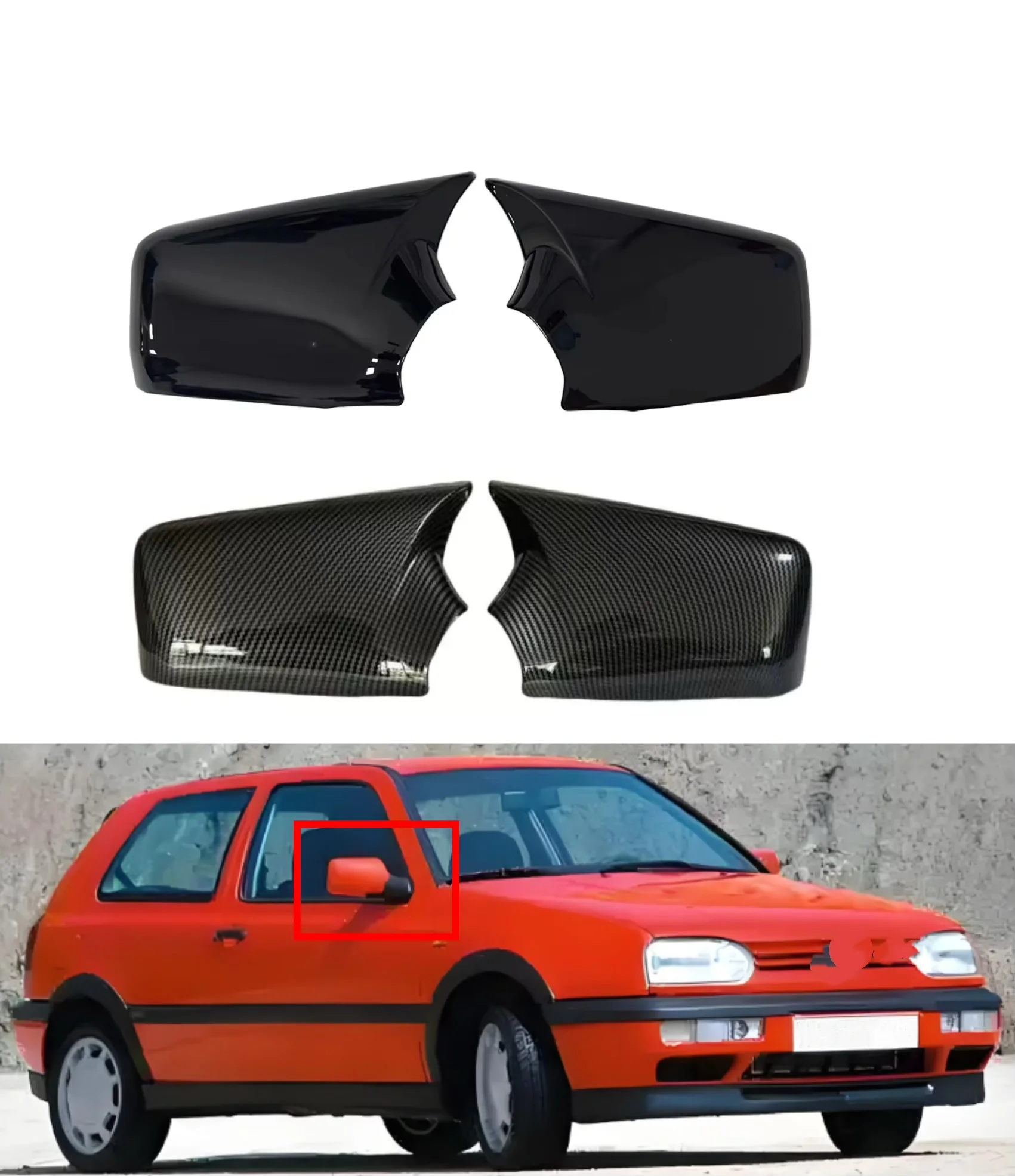 

Car Rearview Side Mirror Cover Fit For Volkswagen VW Jetta Golf MK3 1993-1998 Wing Cap Sticker Rear View Case Trim Carbon Fiber