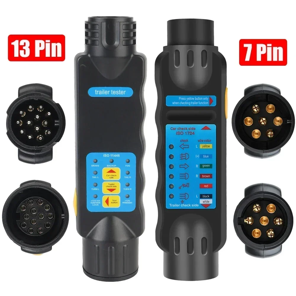 12V Car Truck Caravan Accessories 7/13 Pin Universal Wiring Circuit Light Test Trailer Plug Socket Tester Diagnostic Tools