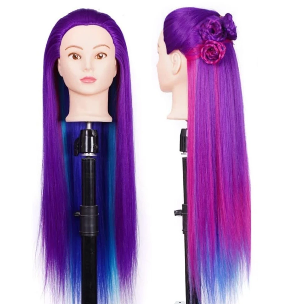 Cheap 70cm Long Doll Head For Hairstyles Mannequin Head With 100% Synthetic Long Hair Training Head For Braid Hairdressing With