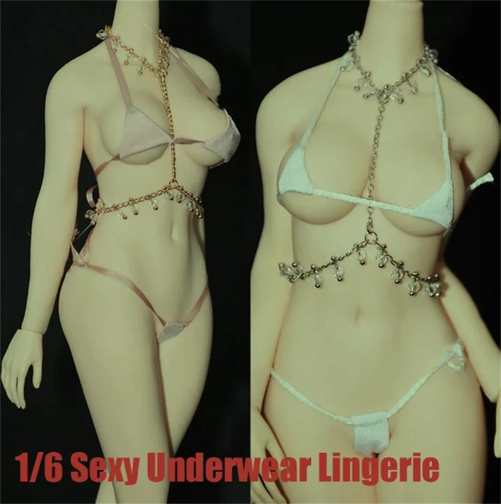 

1/6 Female Ice Silk Bikini Underwear Suit Chest Chain Clothing Toys Model Fit 12'' TBL PH Soldier Action Figure Body Dolls