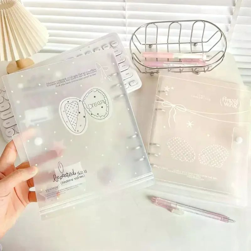 1/10Pcs Loose-Leaf Binder Organization Ins Style Ring Binder Notebook Scrub PP Inner Core Cover Note Book Journal Planner Offic