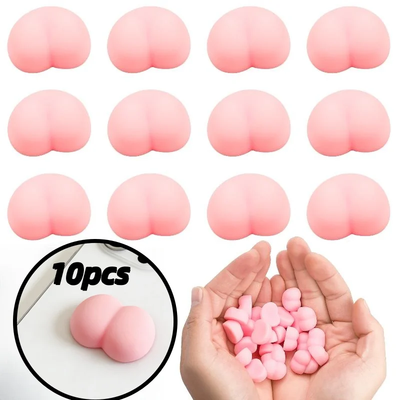 10Pcs Fun Noctilucent Butt Mochi Squeeze Stereo Relieve Stress Peach Bum Sticker Mobile Phone Decoration Accessories Toy