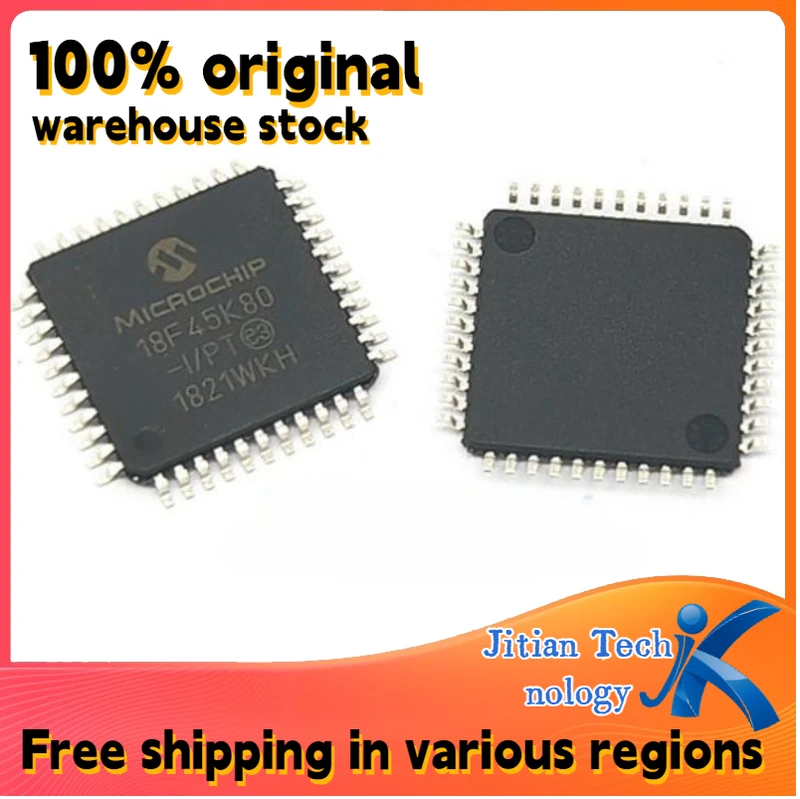100% original inventory 10PCS PIC18F45K80-I/PT logo 18F45K80 TQFP44 8-bit microcontroller Channel direct sales