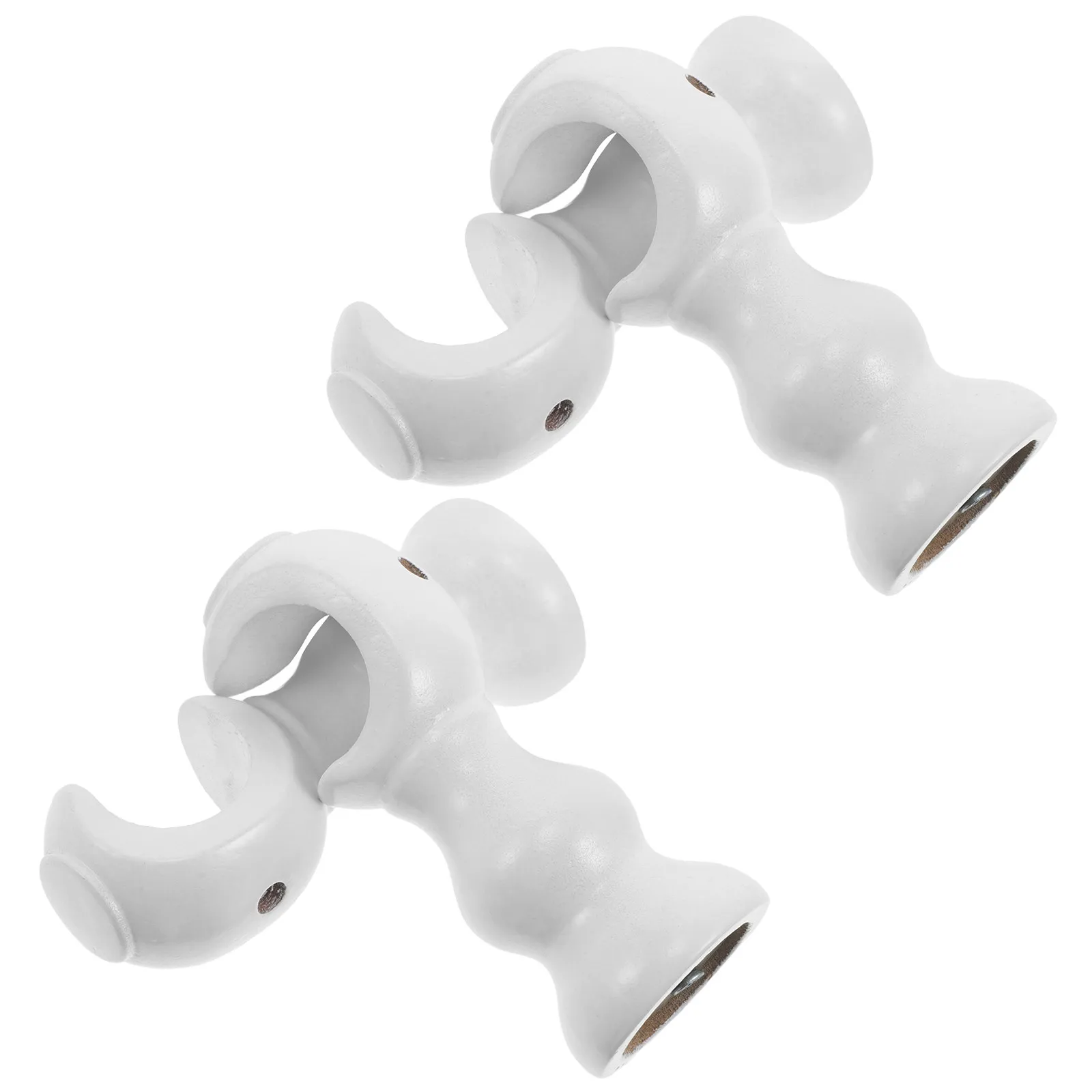 4Pcs Wooden Curtain Rod Holders White Sturdy Classic Roman Rod Base Drapery Pole Brackets Ceiling Wall Mount Heavy Duty Window