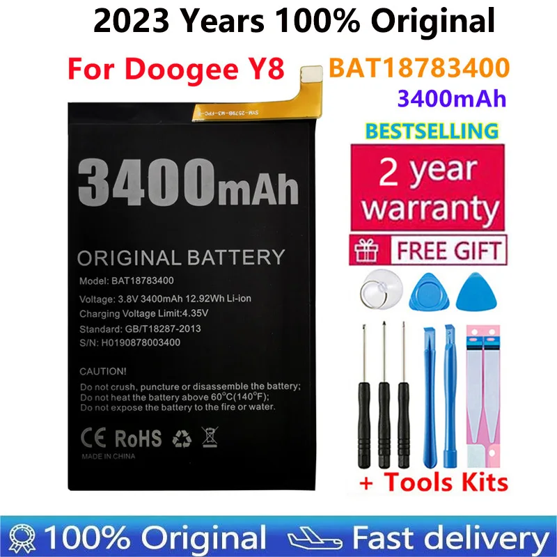 

Battery For Doogee Y8 Replacement Batteries Rechargeable Doogee Y8 Li-polymer Bateria BAT18783400 3400mAh Tested+Repair tools