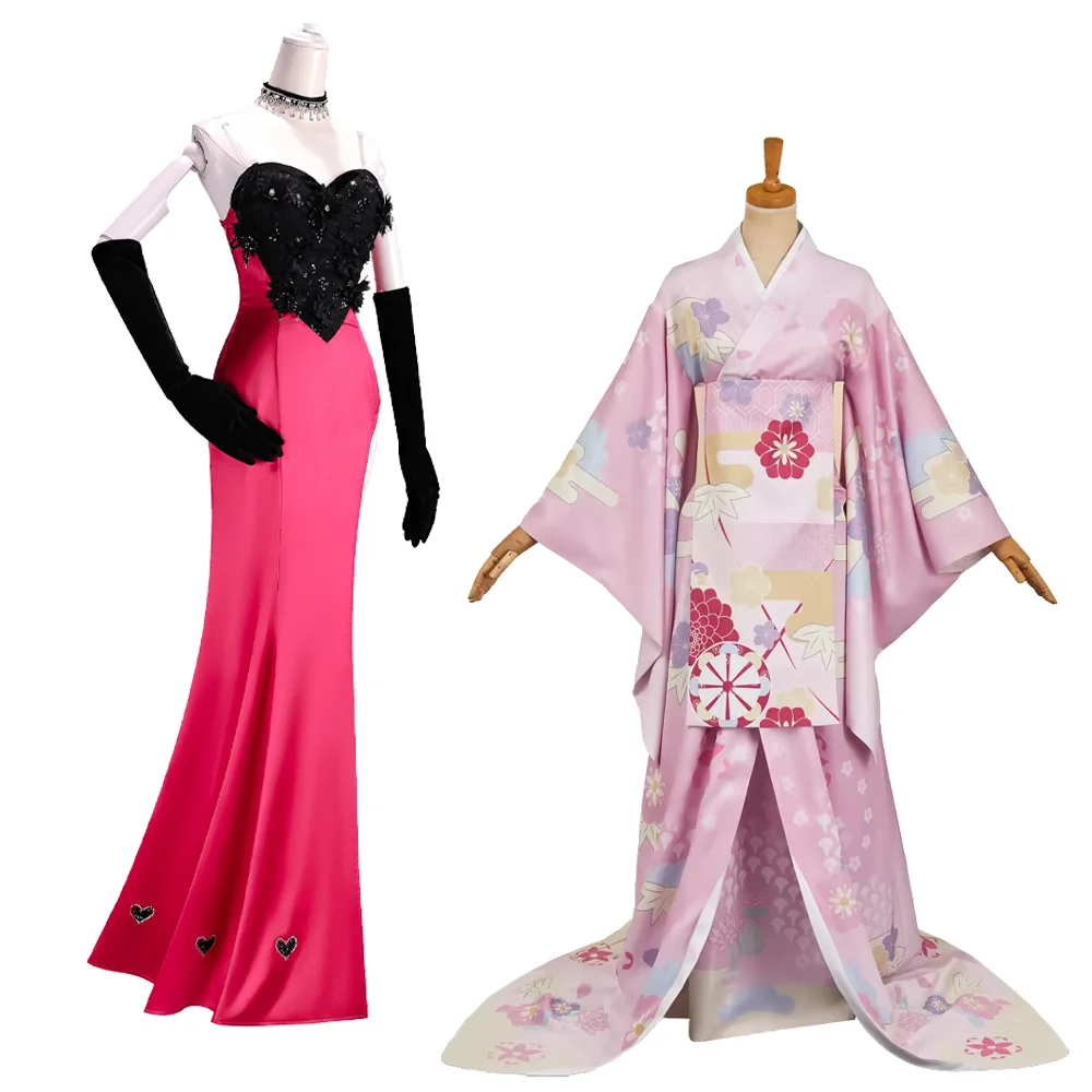 

Костюм ангела для косплея, женское ярко-розовое вечернее платье-русалка, кимоно, японская юката, наряд для Хэллоуина