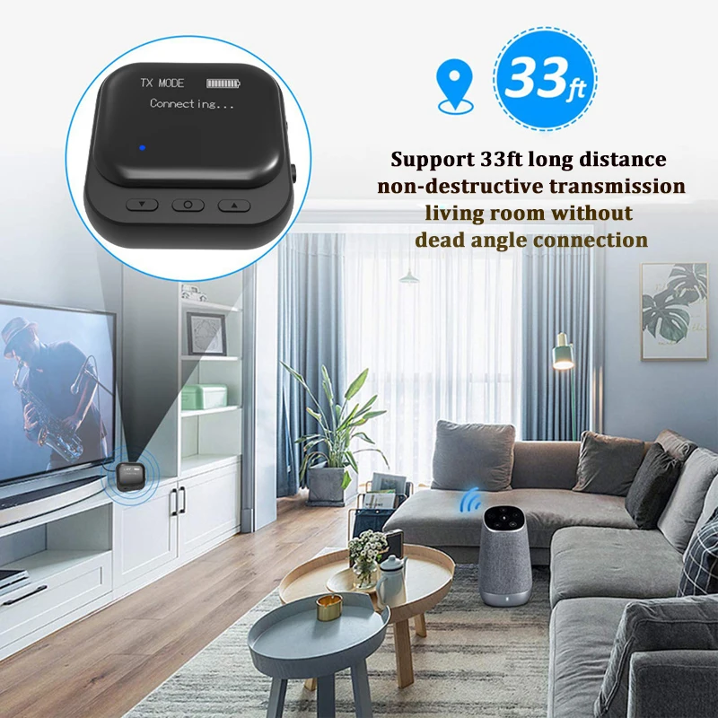 2 v 1 Bluetooth 5.2 rádiový vysílač přijímač bezdrátový 3.5mm hever AUX bezdrátový audio adaptér mikrofon handsfree volat pro TV auto PC