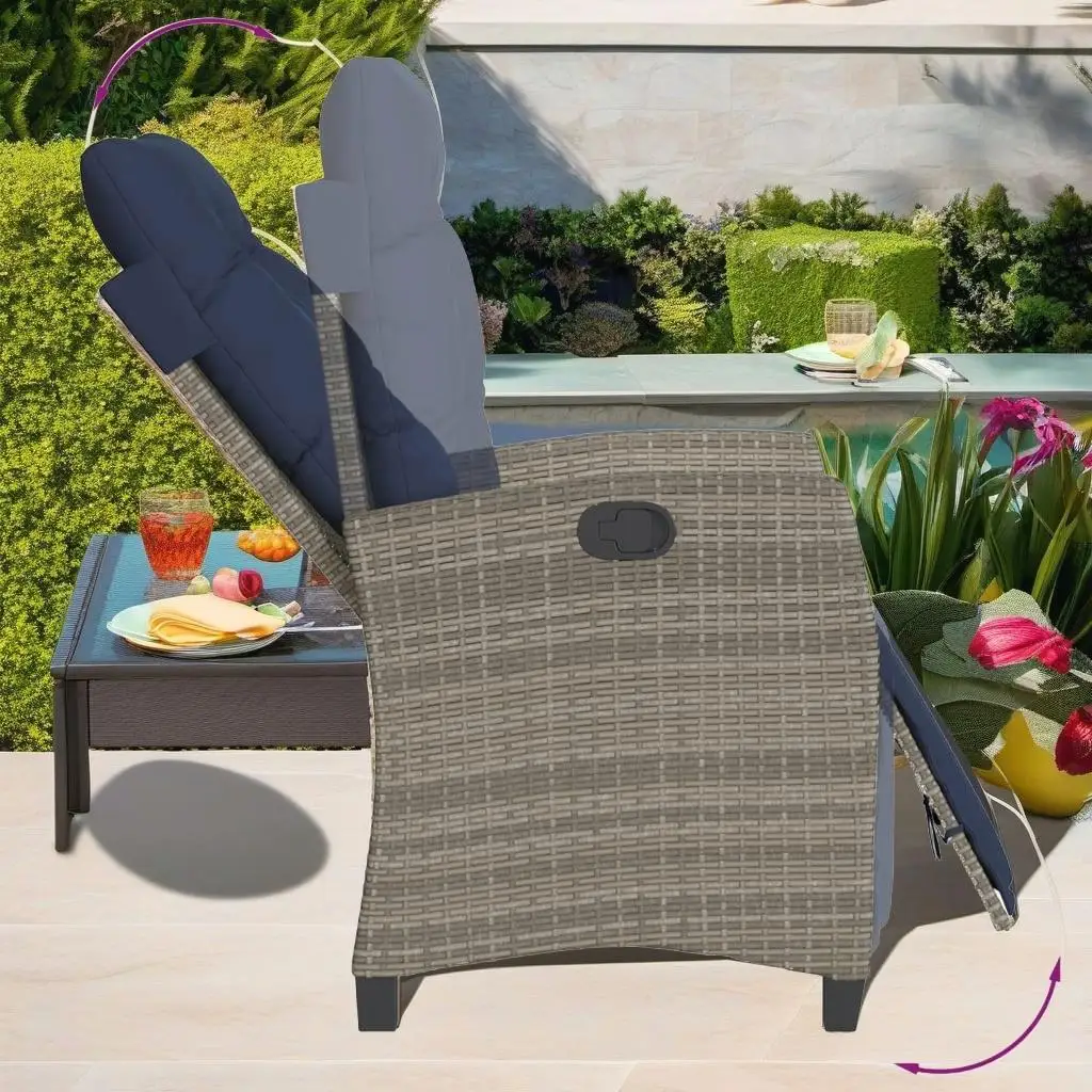 5-Piece Gray Poly Rattan Patio Dining Set with Cushions - Outdoor Furniture for Garden & Balcony