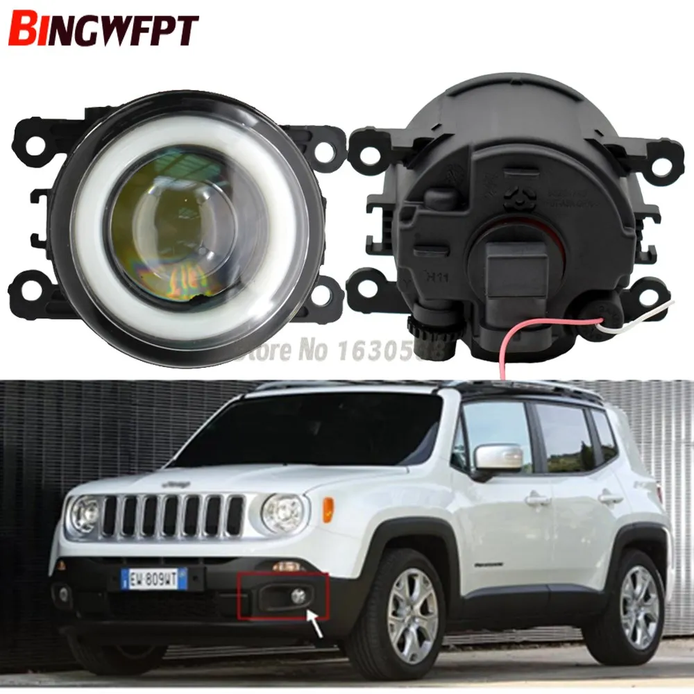 2x NEW Angel Eyes Car styling front bumper LED fog Lights with len For Jeep Renegade BU 2015 2016 2017