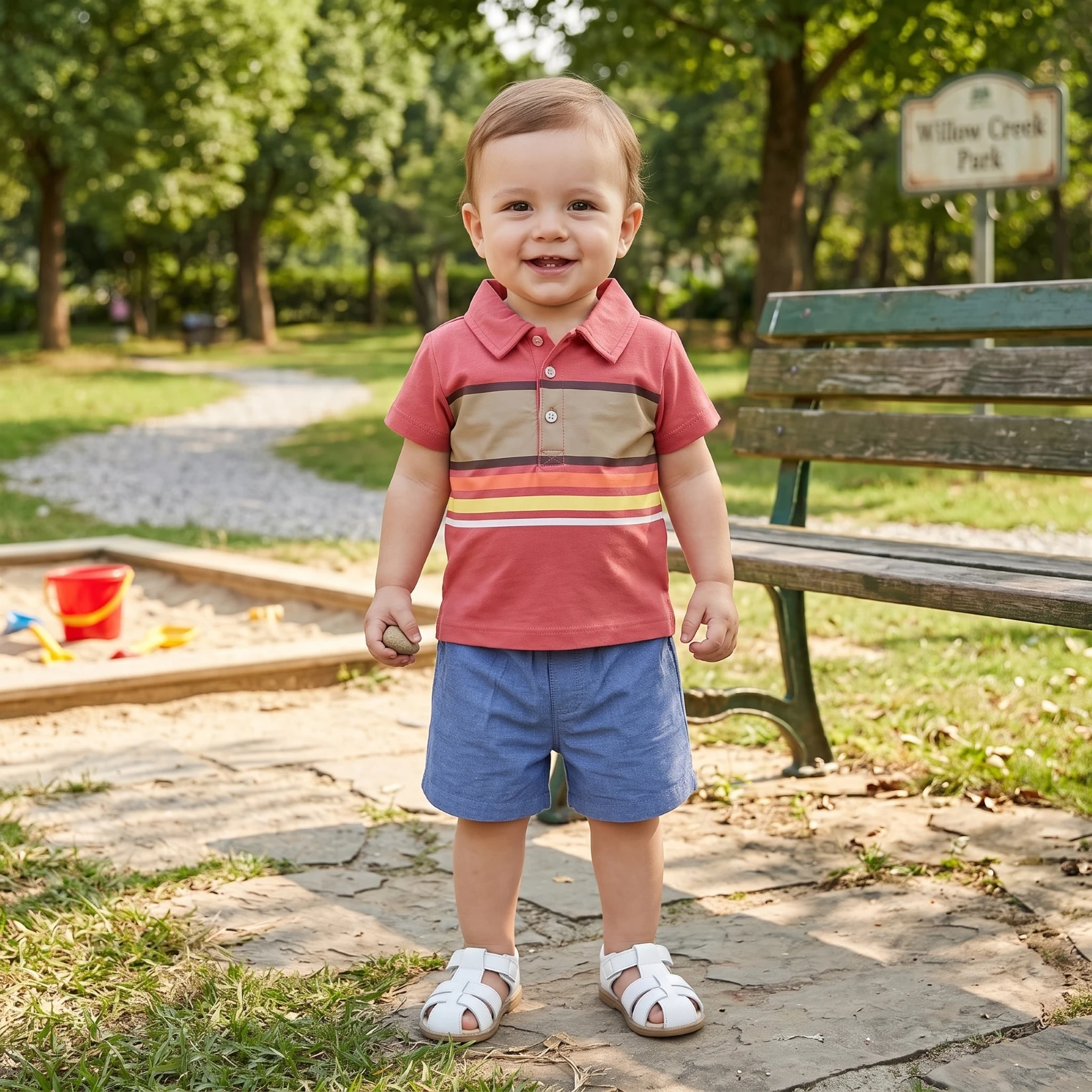 Summer Baby Boys 2Pcs Cotton Polo Shirt & Shorts Set–Striped & Color Block Casual Outfit for Infant 9M-3T