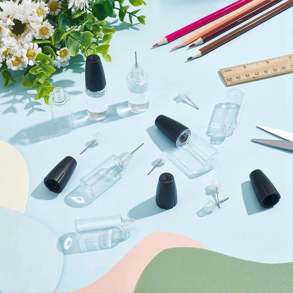 20Pcs Precision Tip Applicator Bottles, 10Ml/0.34Oz Dispensing Needle Bottle PET Empty Glue Bottle with Sealing Cap-A07G
