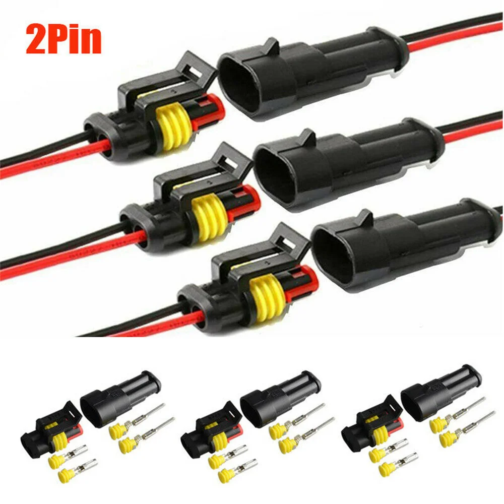 10 Kit 12V 2Pin Cable Wire Connector Plug High Quality 2 Way Supersealed Waterproof Electrical Wire Plug for Car Motorbikes