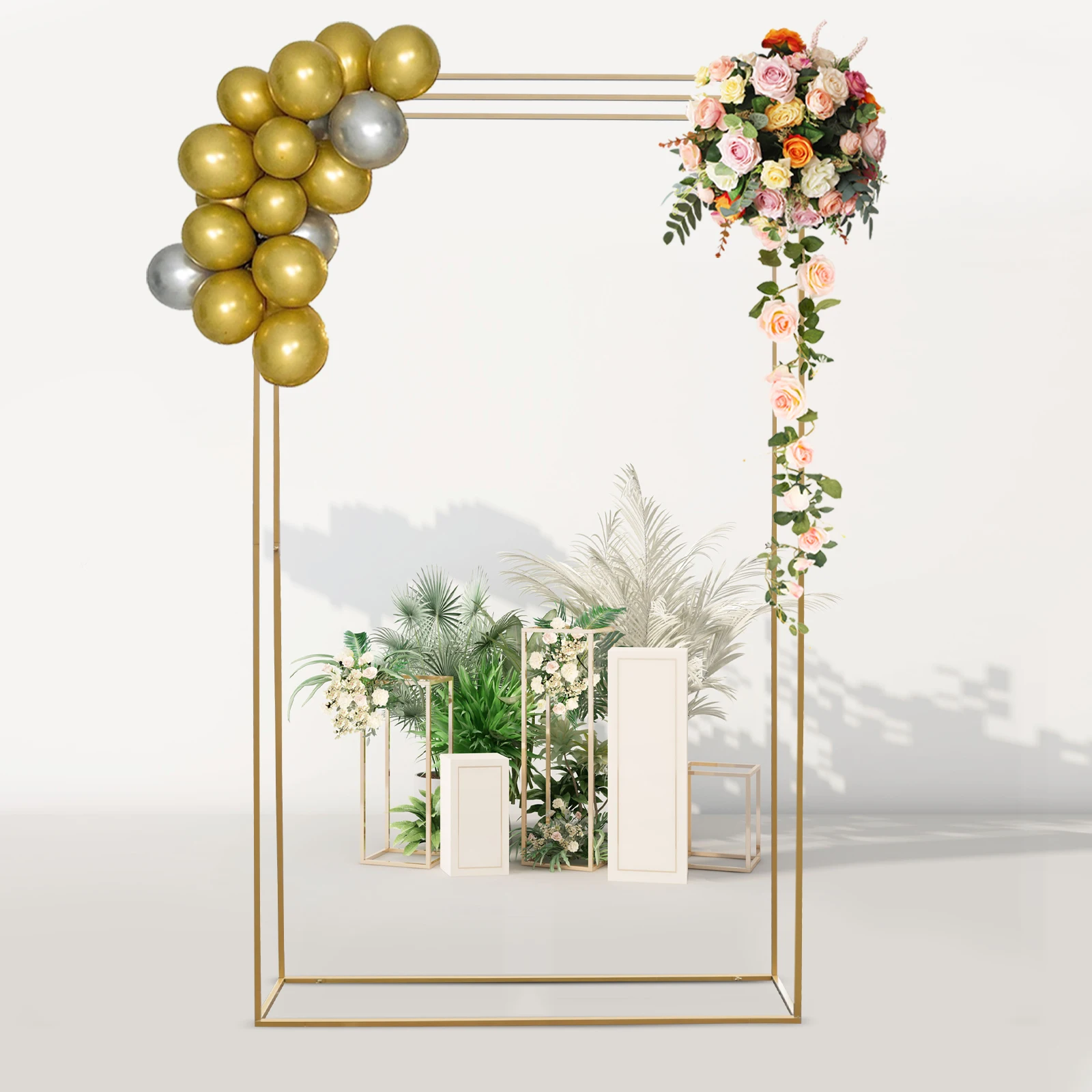 Metal Rectangle Arch Backdrop Flower Balloon Frame Stand Party Wedding Decor