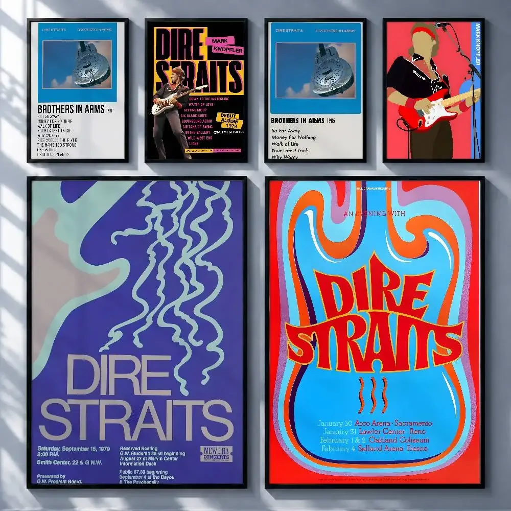Classic Band Dire Straits Posters Premium Self-Adhesive No Residue Wall Sticker for Home Office Bar Decor