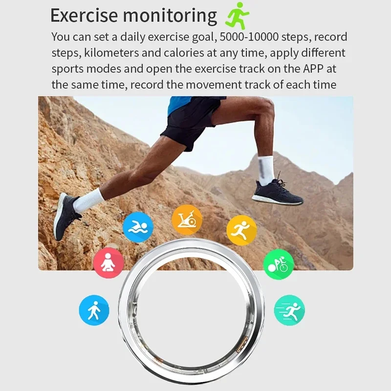Diamond Smart Rings Blutsauerstoff-/Herzfrequenz-/Schlafüberwachung, IP68 5ATM, Sport-GPS-Tracking-Ringe mit magnetischer Schnellladung