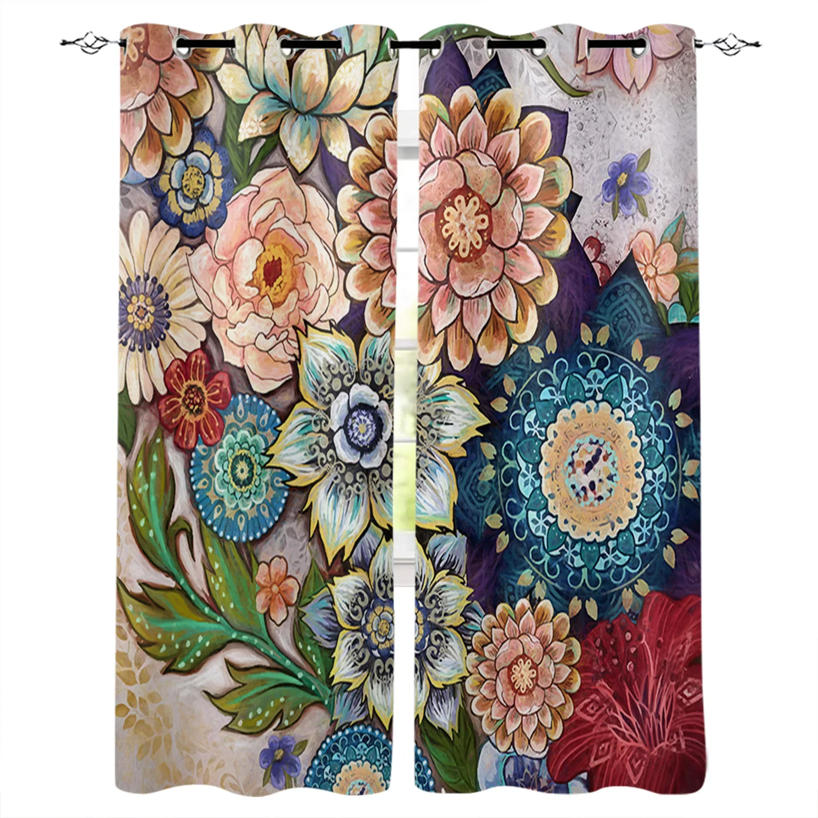 

Chinese Rose Totem Flower Plant Blackout Curtains for Children Kids Home Decor Bedroom Living Room High Shading Window Curtains