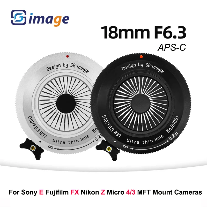 

SGimage 18mm F6.3 APS-C Manual Ultra-thin Pancake Prime Lens Constant Aperture Camera Lens for Fuji Sony Nikon Mount Micro 4/3