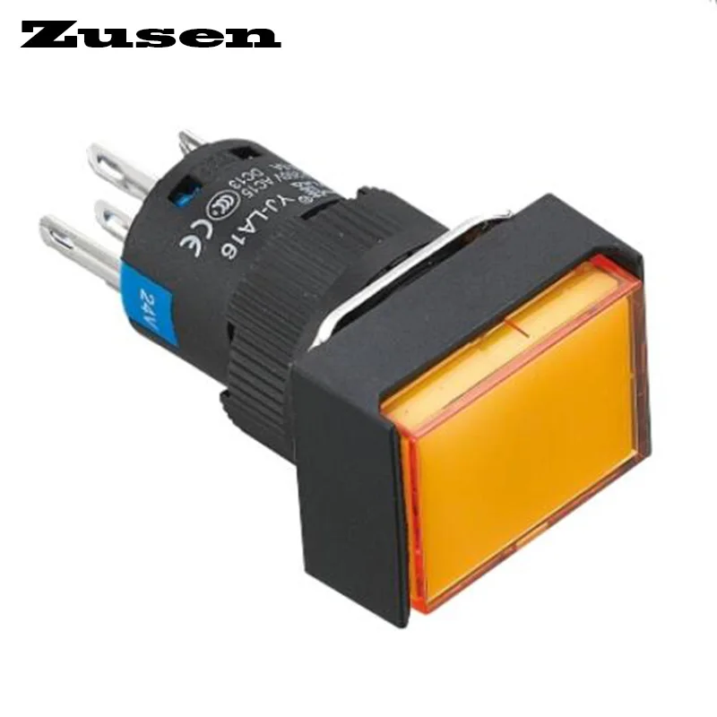Zusen 16 mm 50 Peças Lote Travamento Momentâneo Retângulo Plástico Botão Interruptor Iluminado La1611zdn y 12v j