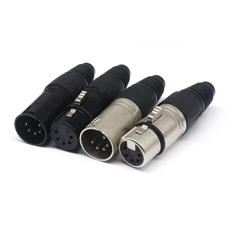 XLR 3/4/5 Pin Male/Female Microphone Audio Cable Plug Connector Cannon MIC Cable Terminal Black Silver Microphone Plug