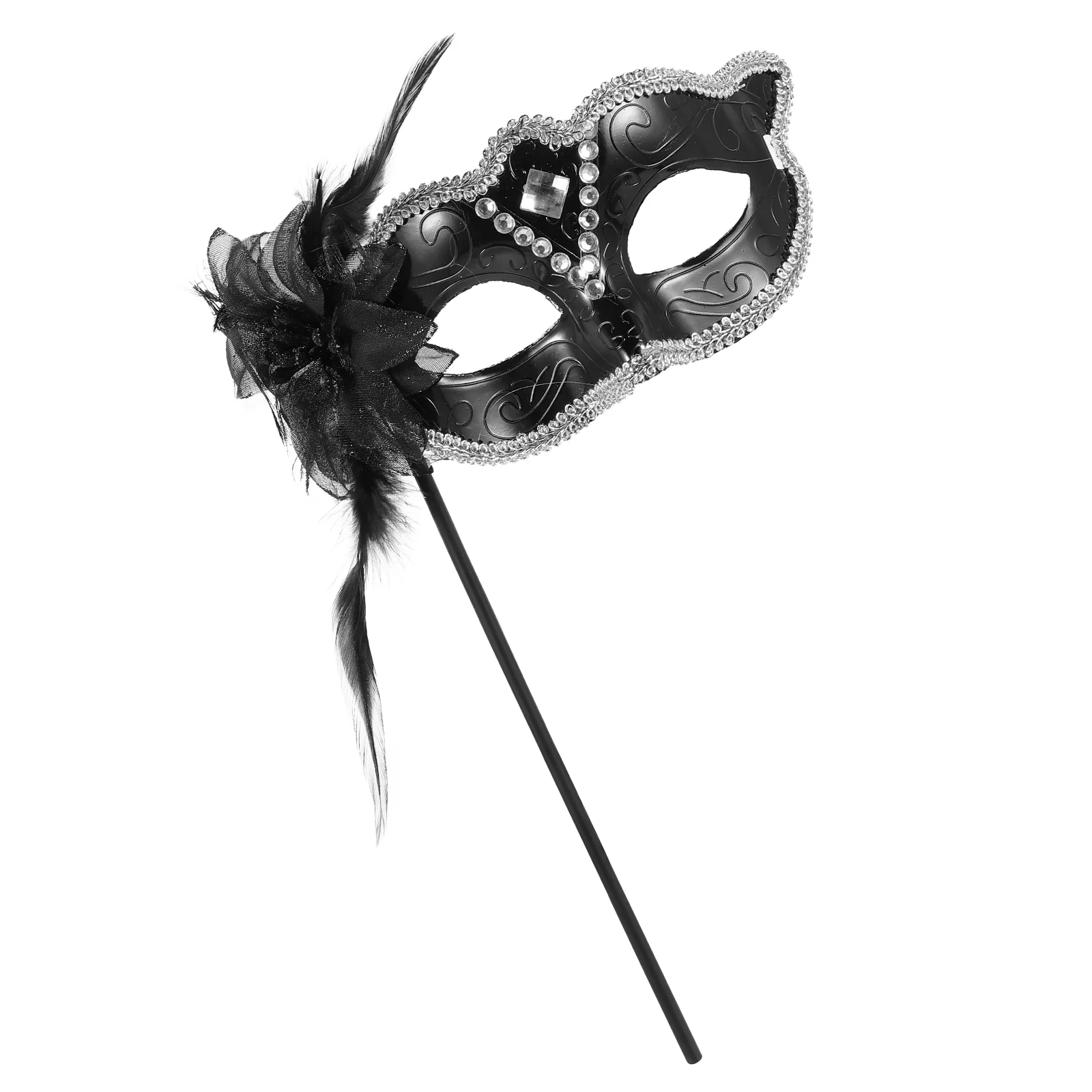 Halloween Mask Mardi Gras Accessories Cosplay Costume Prop Party Masquerade for Women with Stick Costumes