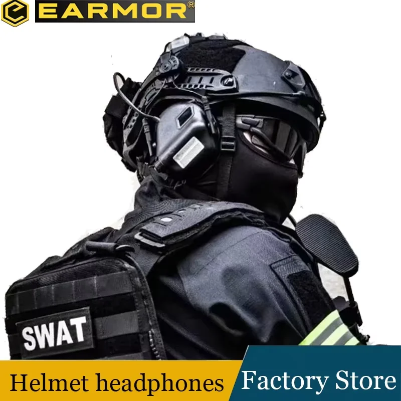 

EARMOR M31H MOD3 Shooting Earmuffs ARC Helmet Rails Electronic Hearing Protector Military Headphones with AUX Input NRR22