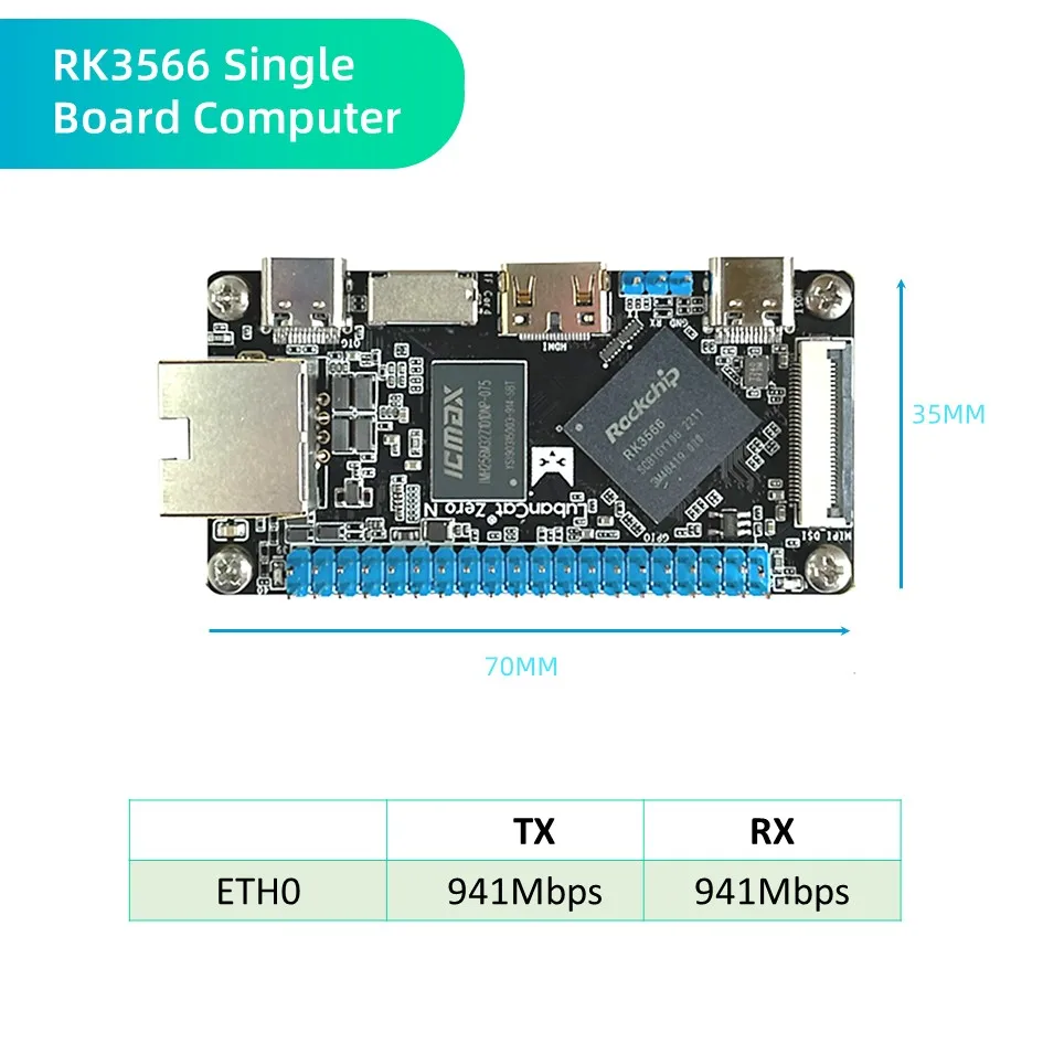 Rockchip RK3566 Single Board Computer 4GB Open Source Ram Arm SBC Computer Motherboard For Artificial Intelligence Raspberry Pi