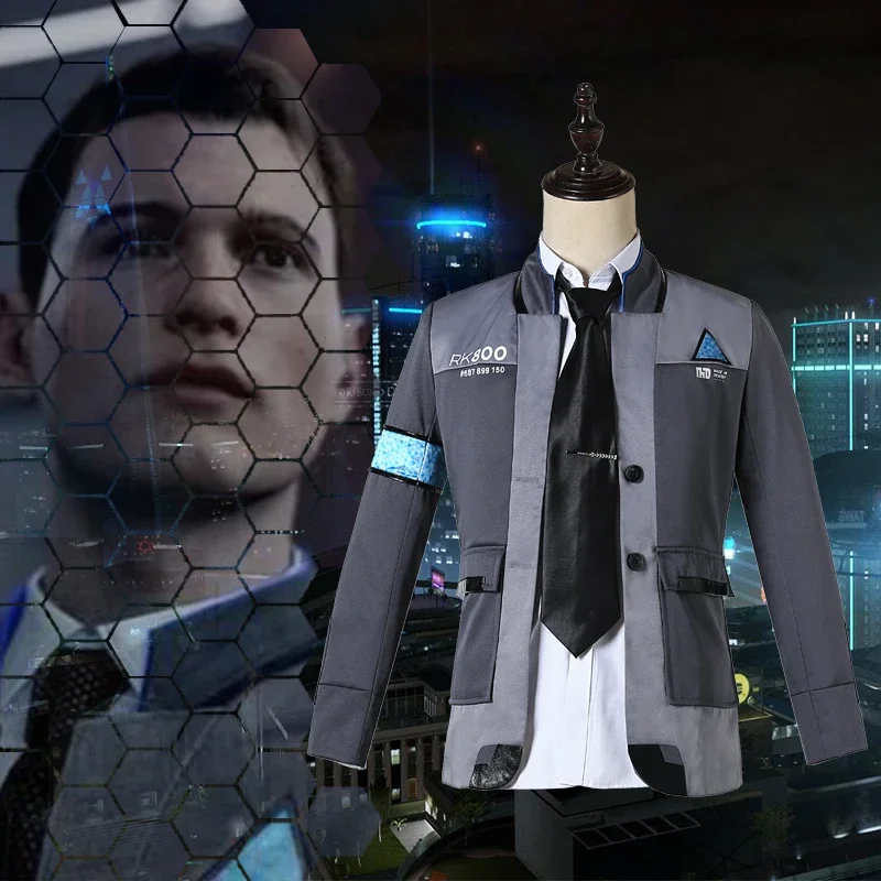 

Game Detroit Become Human Cosplay Costume Connor Cosplay Uniform Men Jacket White Shirt Tie RK800 Coat Costume Full Set