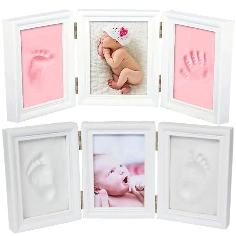 Newborn Baby Handprint Footprint Photo Frame with Clay Kits Baby Boy Girl DIY Souvenirs Toys Gifts Baby Stuff Home Decoration