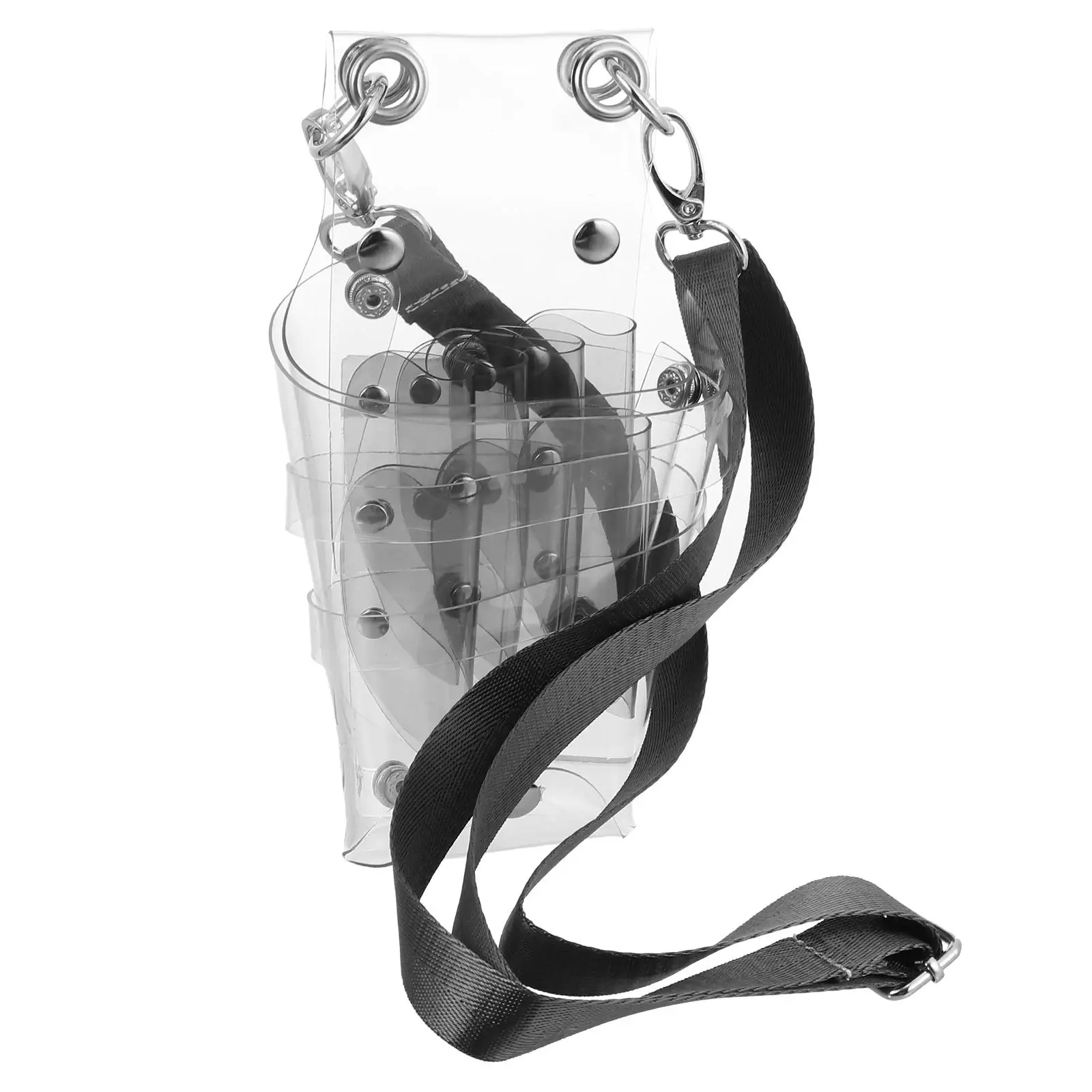 

6 Pcs High Capacity Transparent PVC Hairdressing Scissors Bag Detachable Belt Salon Home Use Haircut Tools Kit Professional