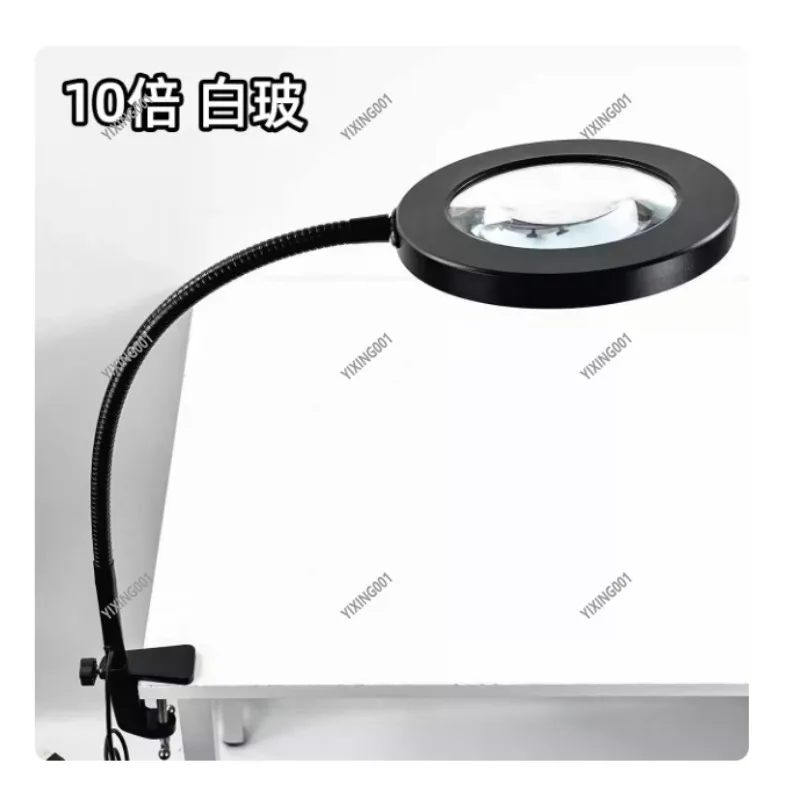 Clip-On Magnifying Lamp - Adjustable Extended Arm Flexible Hose Universal Bracket for Desk & Maintenance