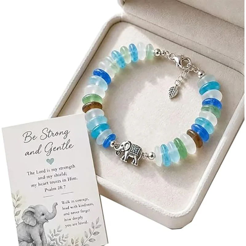 Fashion Stained Glass Abacus Flat Bead Women's Beaded Bracelet Versatile Elephant Animal Trend Bracelet