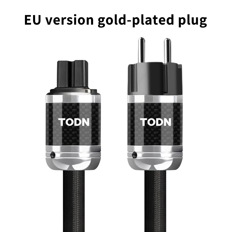 TODN Stroomkabel HIFI OCC Audiokabel EU/US V-serie Afgeschermde Koolstofvezel Behuizing Connector Versterker Filter Audio Stroomkabel