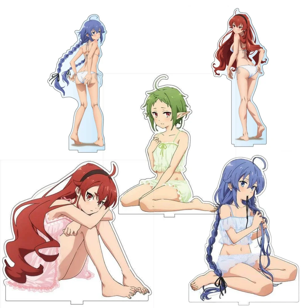 Loen Anime Store Jobless Reincarnation Eris Roxy(White Bikini) Acrylic HD Characters Stand Desktop Decor Fans Gifts About 15cm