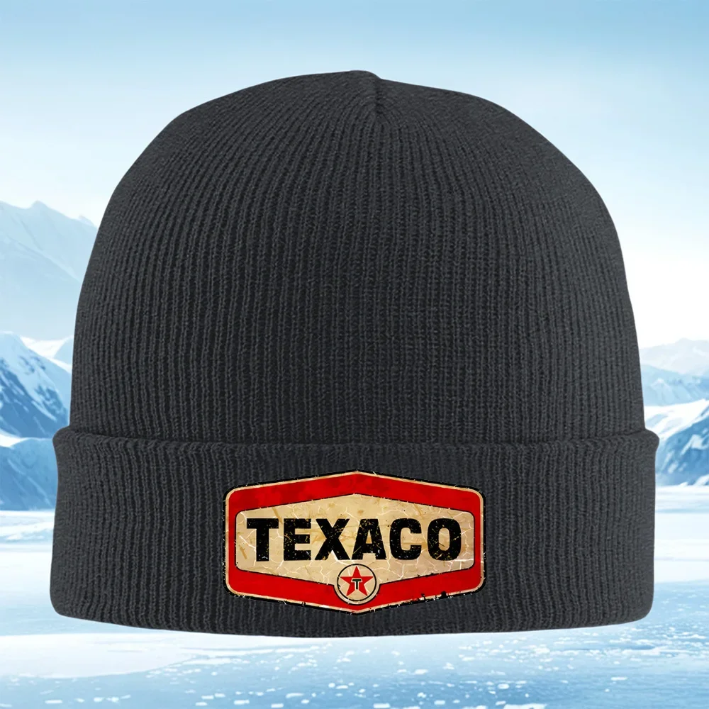 2026 Vintage Texaco Oil Company Sign Men Women Unisex Knitted Hat Beanie Pullover Cap Winter Thermal Warm Christmas Outdoor Cycl