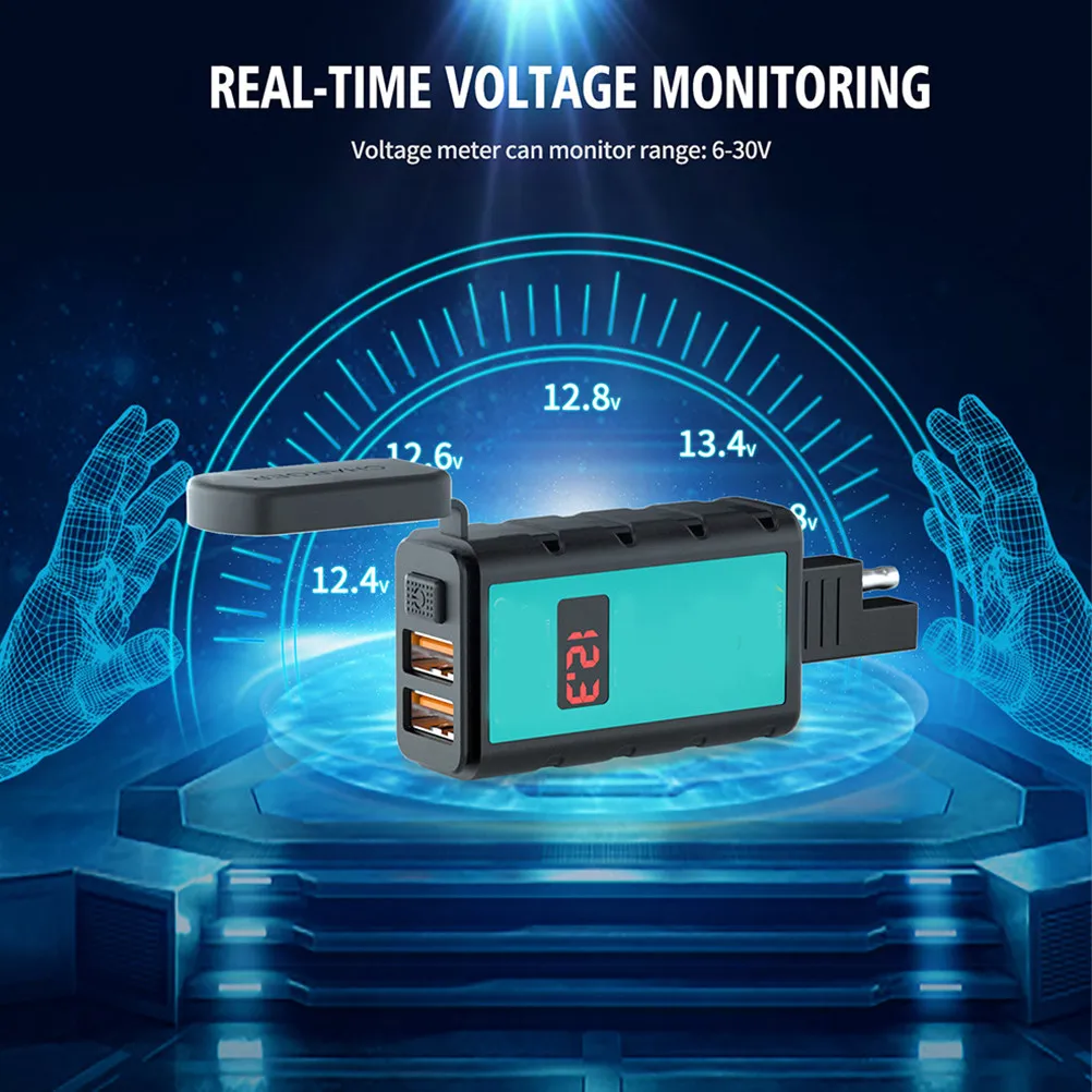 

1Set Fast Charge Motorcycle Charger Single USB Voltmeter Automatic Overcurrent Protection Waterproof Motorbike USB Charger