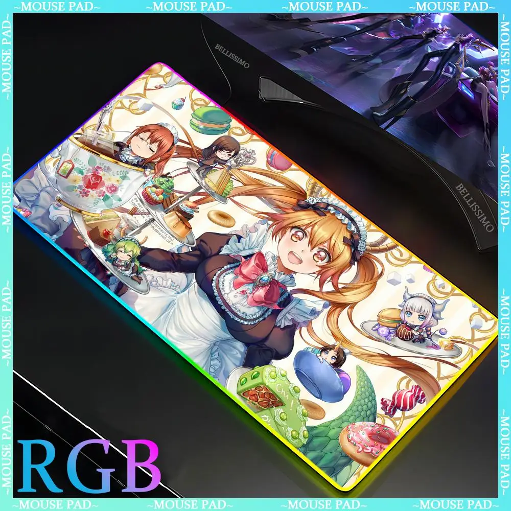 D_dragon_Maid  Gaming accessories Cute desk accessories Gaming Cute desk pad RGB gaming mouse pad