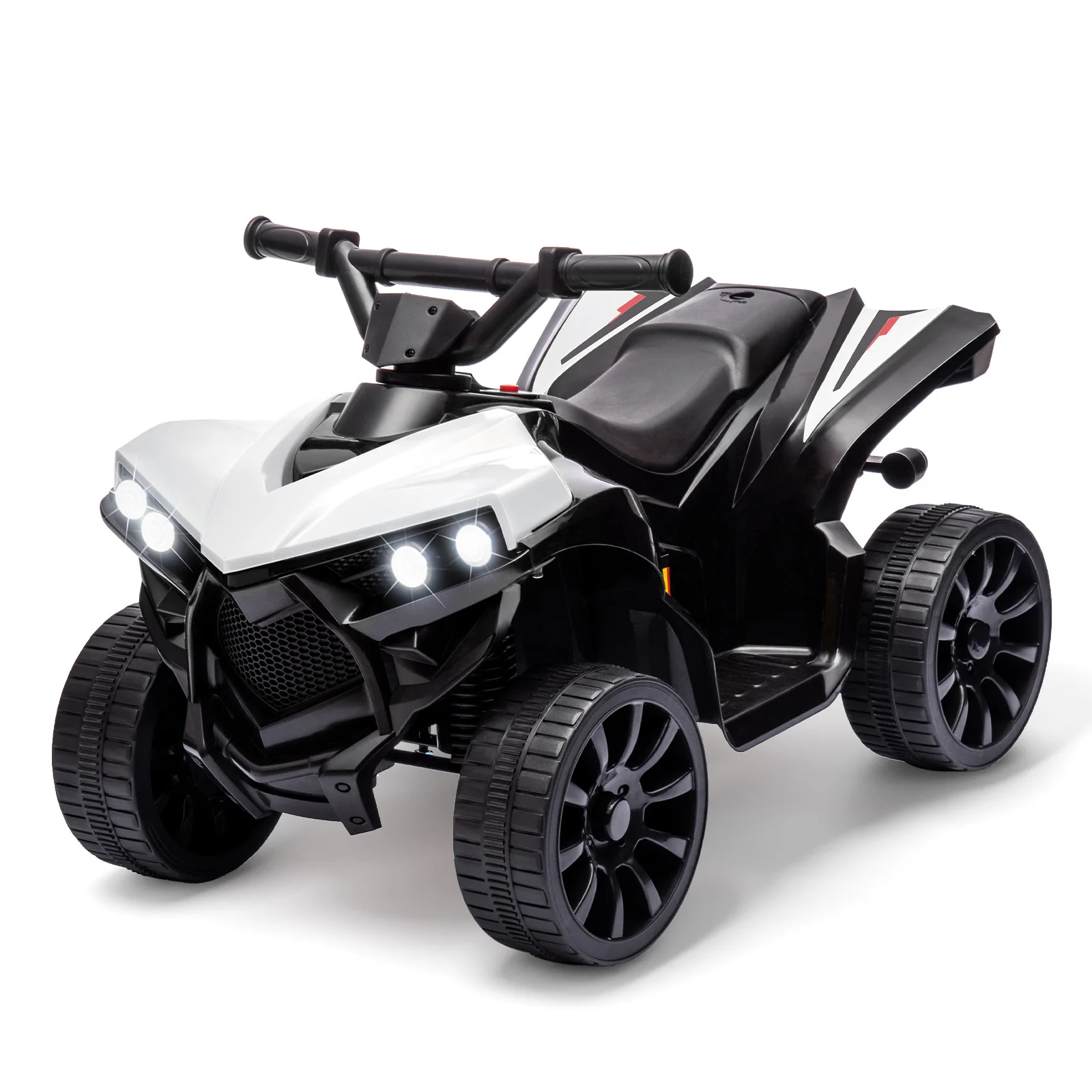 ATV-rit op quad-autospeelgoed voor kinderen met LED-verlichting, muziek, voetpedaal en slijtvaste wielen, voor kinderen vanaf 3 jaar oud