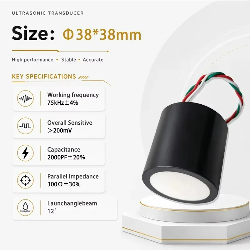75 KHz Ultrasonic Waterproof Sensors for Air Measurement 25cm-6m Range Transducers for Short-range Precision Measurement
