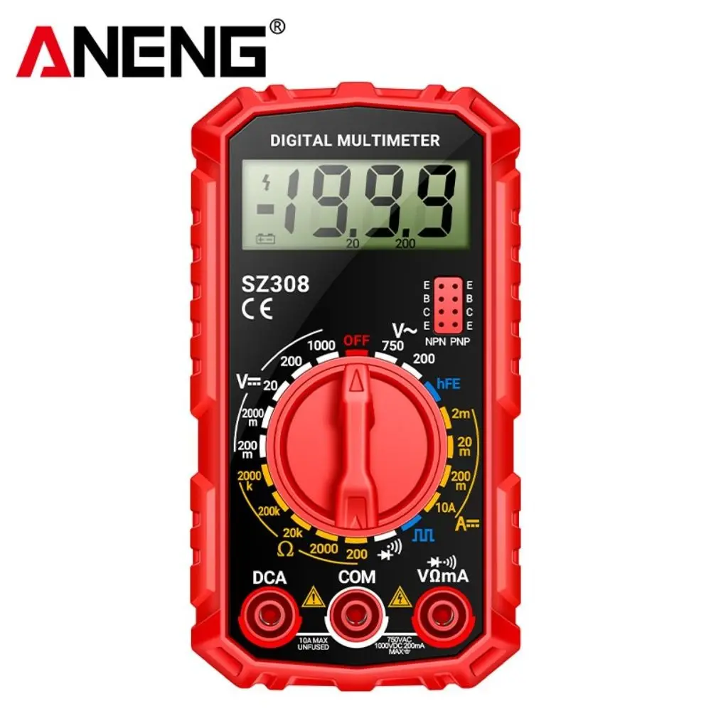 Easy To Read 1999 Counts Digital Multimeter HFE Test Square Wave AC DC Multimeter Auto Range Buzzer HFE Triode Tester