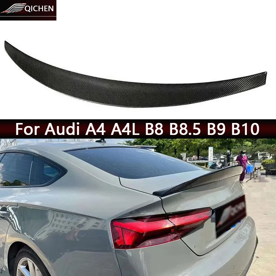 

For Audi A4 A4L B8 B8.5 B9 B10 Carbon Fiber Tail fins Rear Trunk Spoiler Guide Wing Rear Wing Diverter Car Accessories Body Kit
