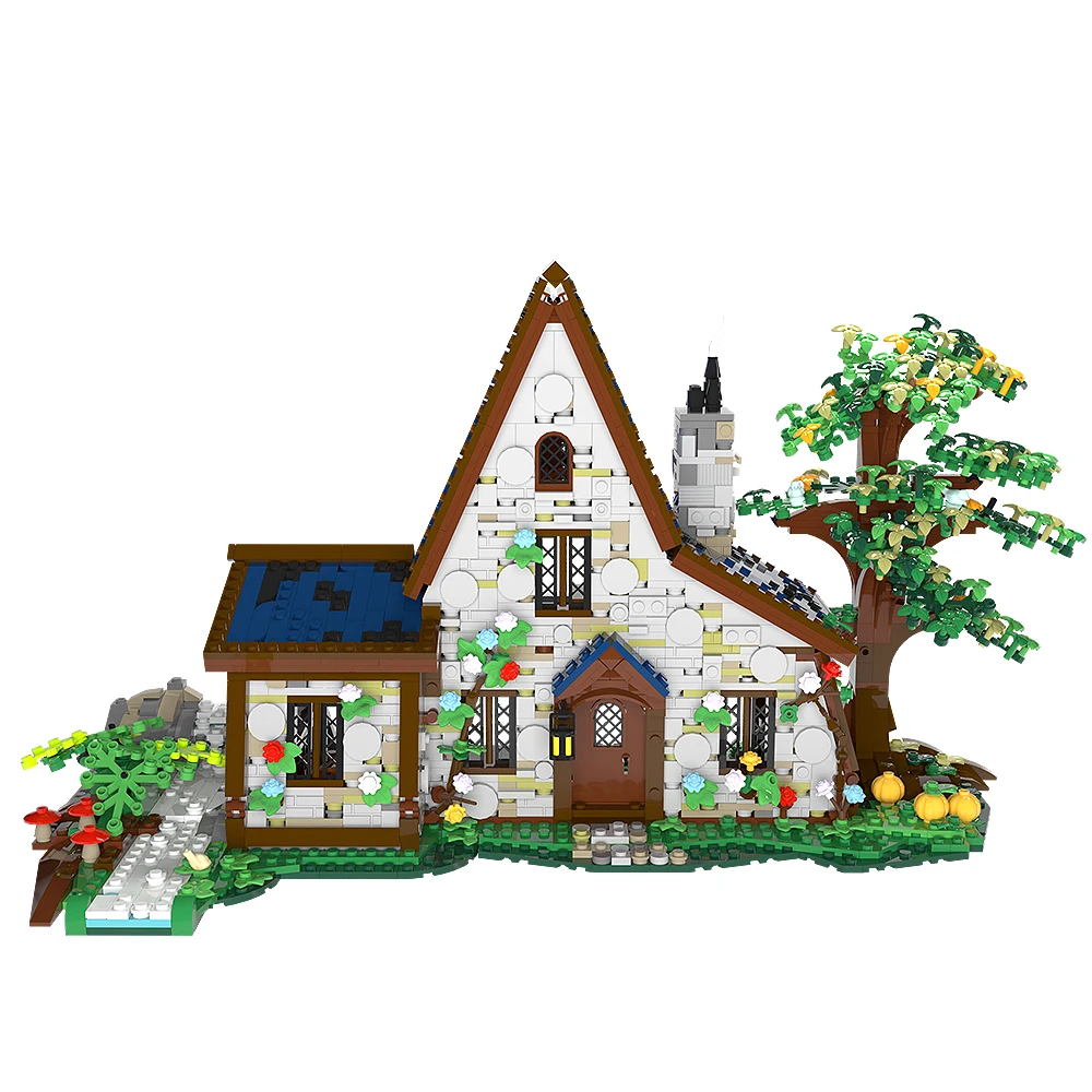 Gobricks MOC Halloween Horror Witchs Architecture Street  A-shaped House Witch House Bricks Building Block Toys For Gift