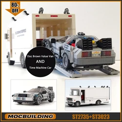 Time Machine Car MOC Building Blocks Doc Brown Value Van Technology Bricks Speed City Racing Car Model Toys Xmas Gifts