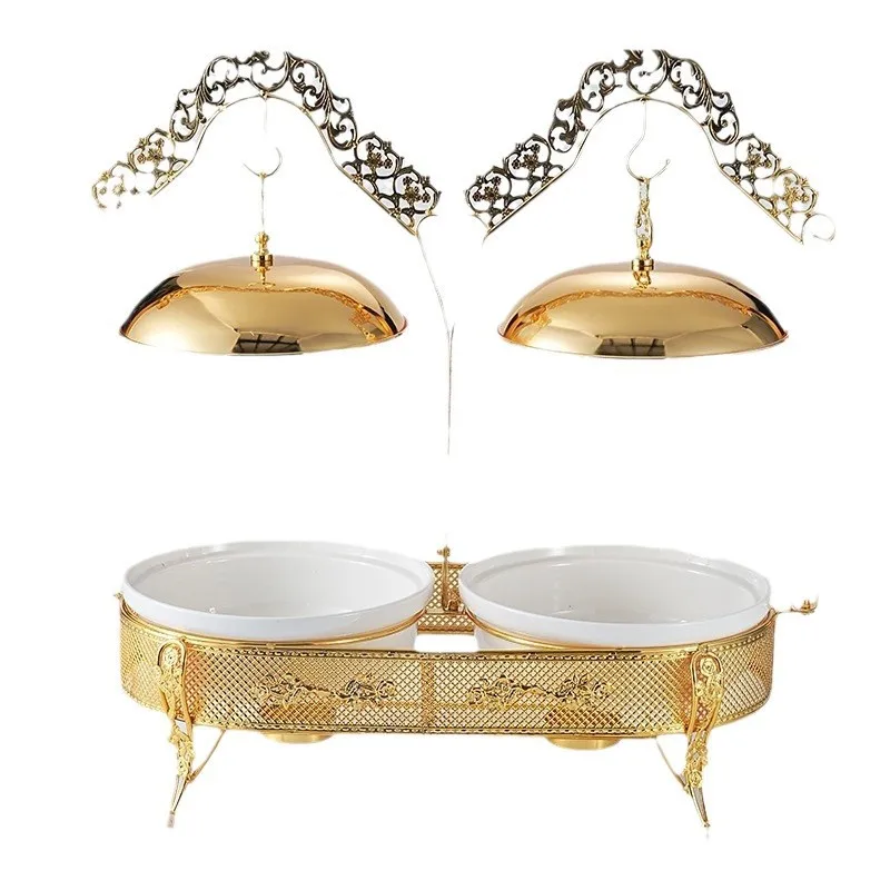

Golden buffet hanging stove with lid for alcohol heating