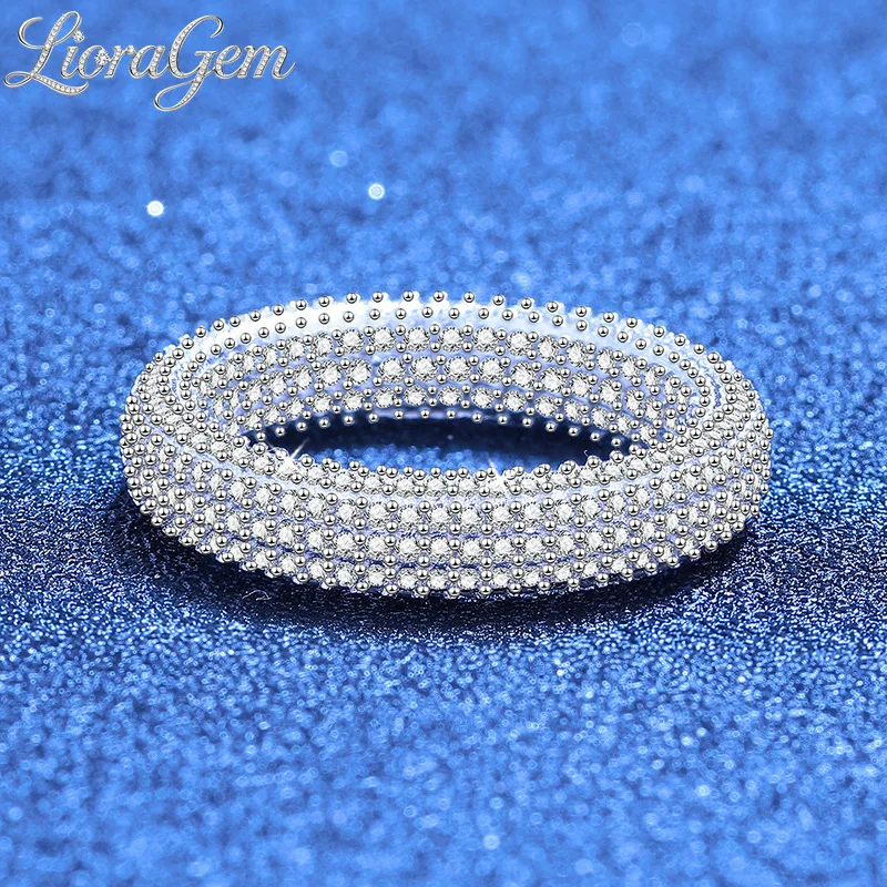 

LioraGem Ultra-luxurious Micro-inlaid Full Moissanite Ring, Hip-hop Personalized Simple Trendy Unisex Ring Platinum PT950 Stamp