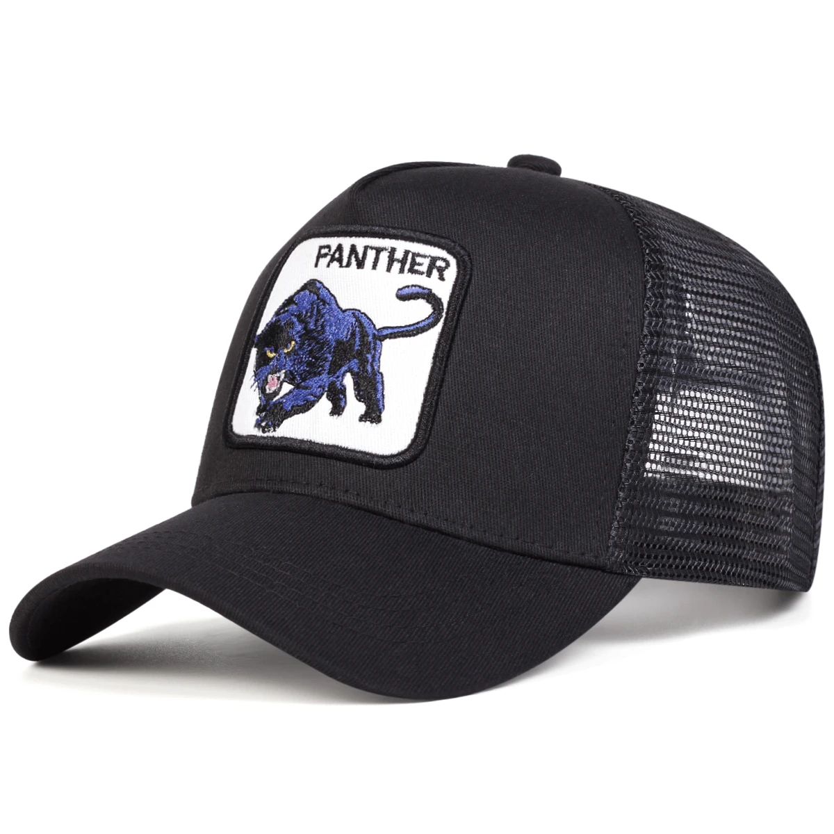 Unisex PANTHER Blue Leopard Embroidery Baseball Net Caps Spring and Summer Outdoor Adjustable Casual Hats Sunscreen Hat