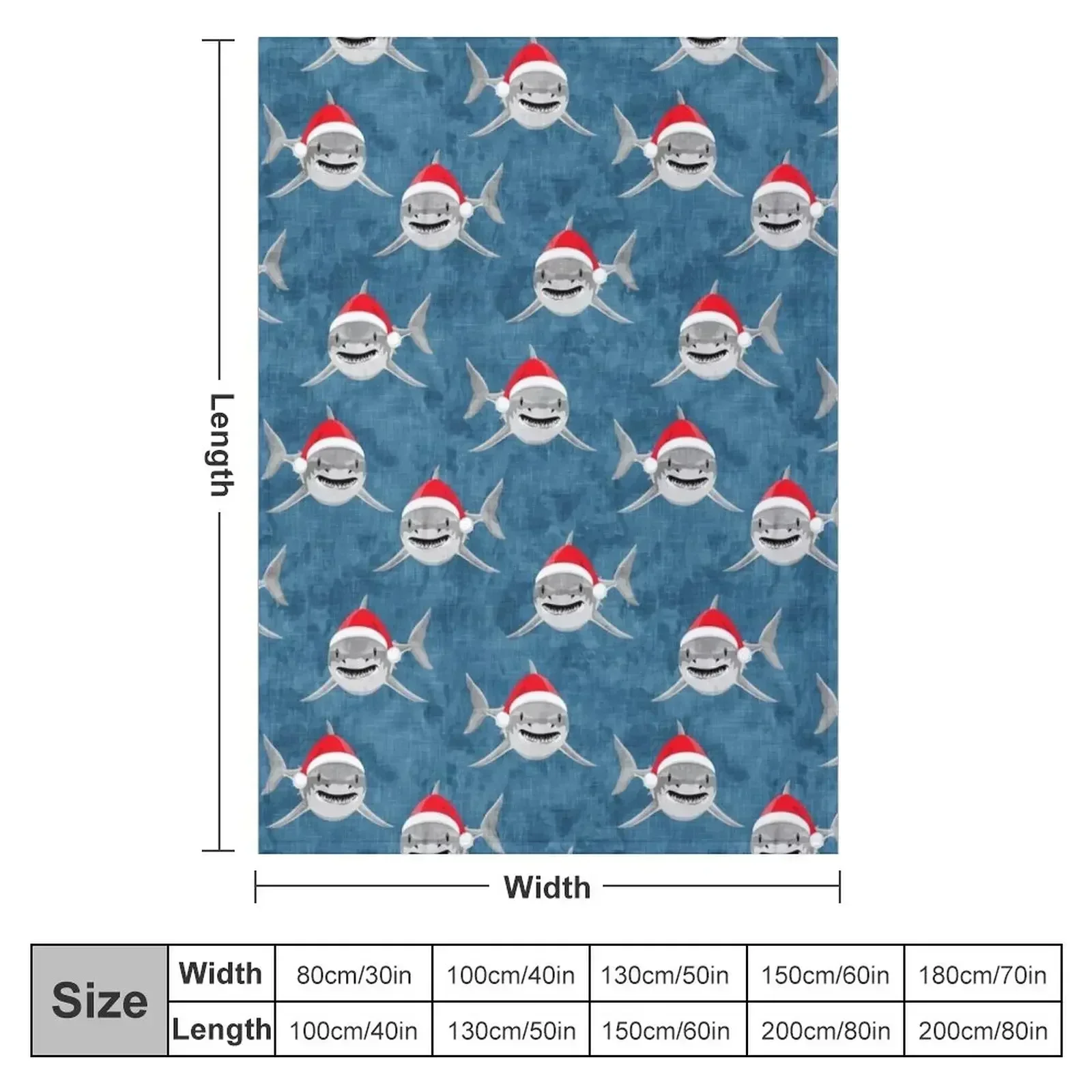 Santa Sharks - blue - Christmas shark Throw Blanket Bed covers Shaggy Nap bed plaid Designers Decorative Beds Blankets